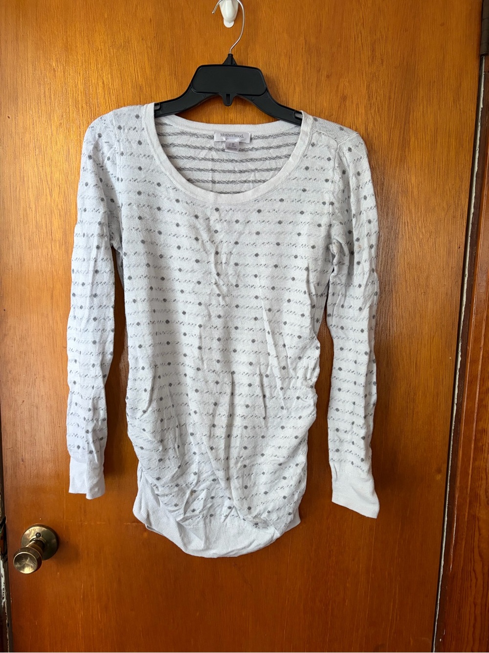 Light Gray Eyelet Knit Long Sleeve Maternity Top